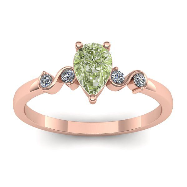 Inel cu diamant de laborator verde lacrima