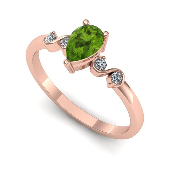 Inel logodna din aur roz cu peridot