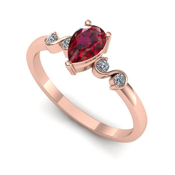Inel logodna din aur roz cu rubin