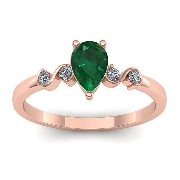 Inel logodna cu smarald lacrima