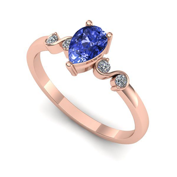 Inel de logodna din aur roz cu tanzanit