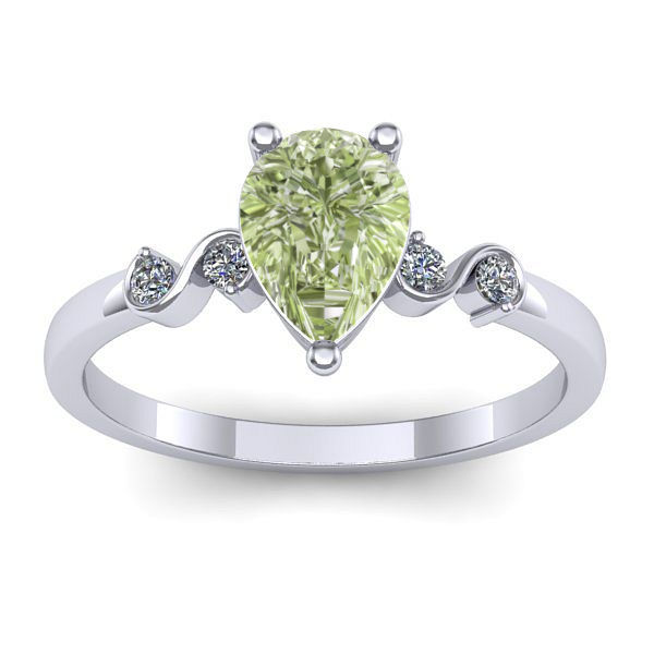 Inel logodna cu diamant de laborator verde lacrima