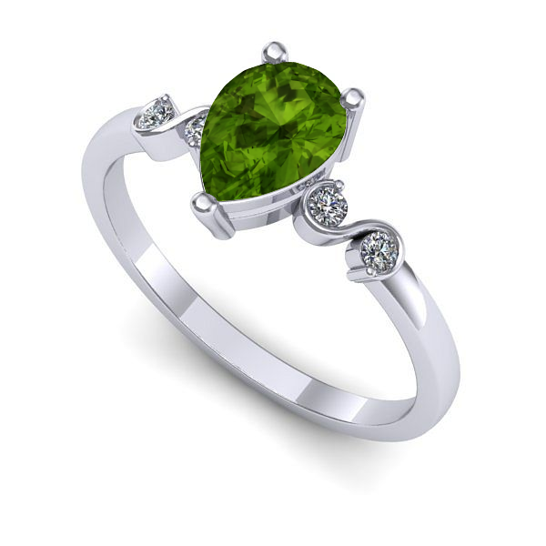 Inel de logodna din aur alb cu peridot