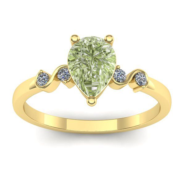 Inel cu diamant de laborator verde lacrima