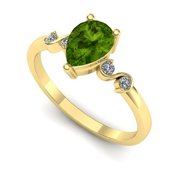 Inel logodna din aur galben cu peridot