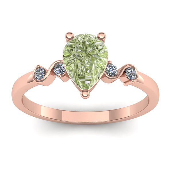 Inel de logodna cu diamant de laborator verde lacrima