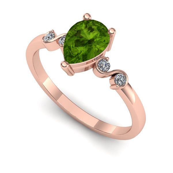 Inel de logodna din aur roz cu peridot