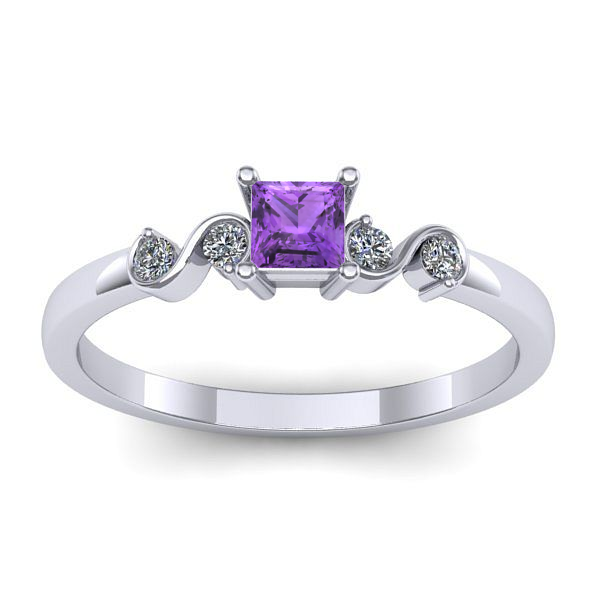 Inel logodna cu ametist patrat