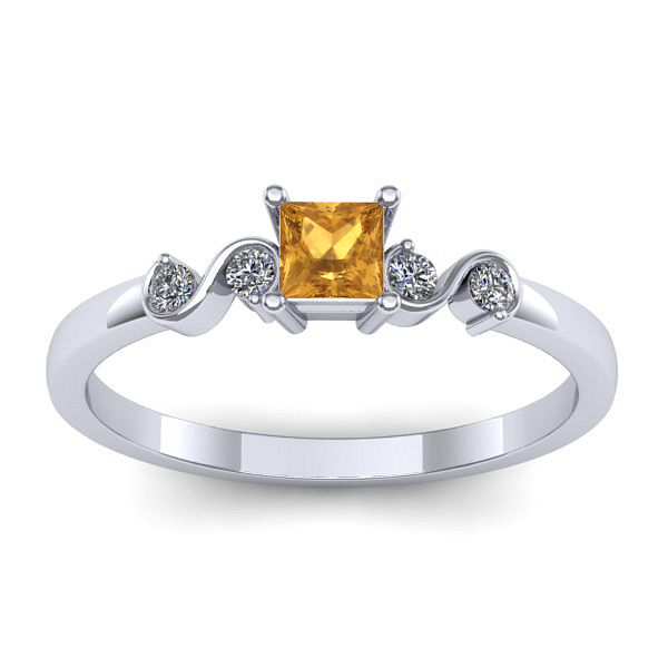 Inel cu citrin patrat