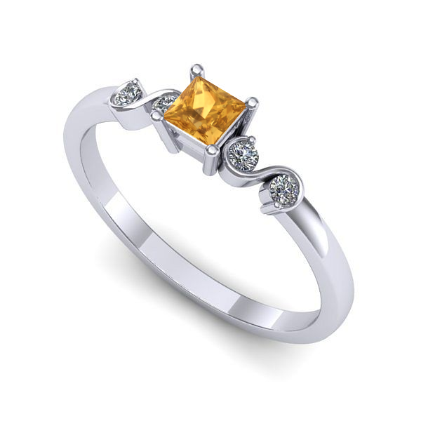 Inel din aur alb cu citrin