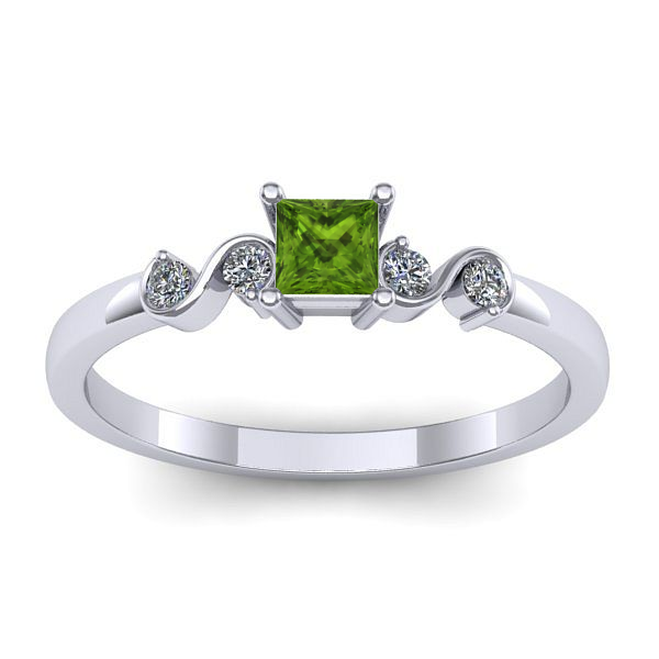 Inel logodna cu peridot patrat