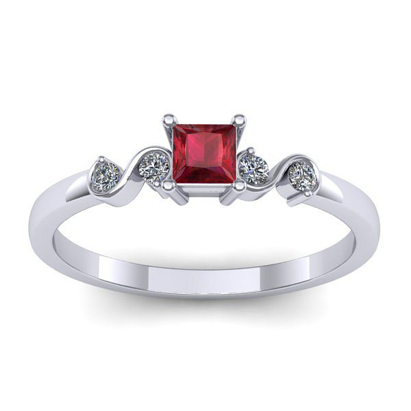 Inel logodna cu rubin patrat
