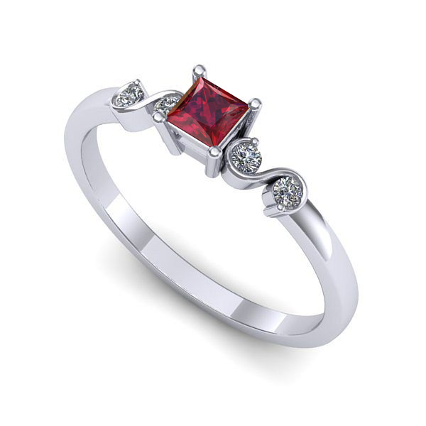 Inel din aur alb cu rubin