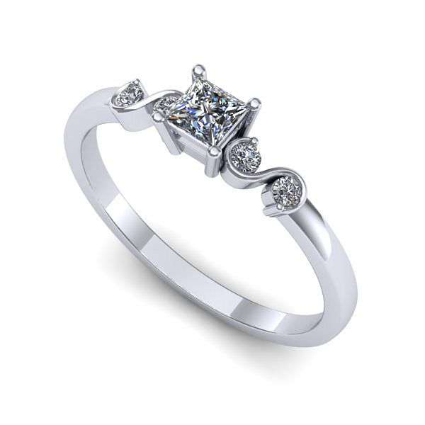 Inel logodna din aur alb cu safir alb