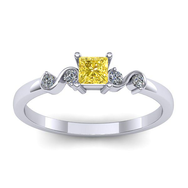 Inel logodna cu safir galben patrat