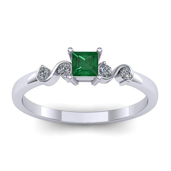 Inel logodna cu smarald patrat