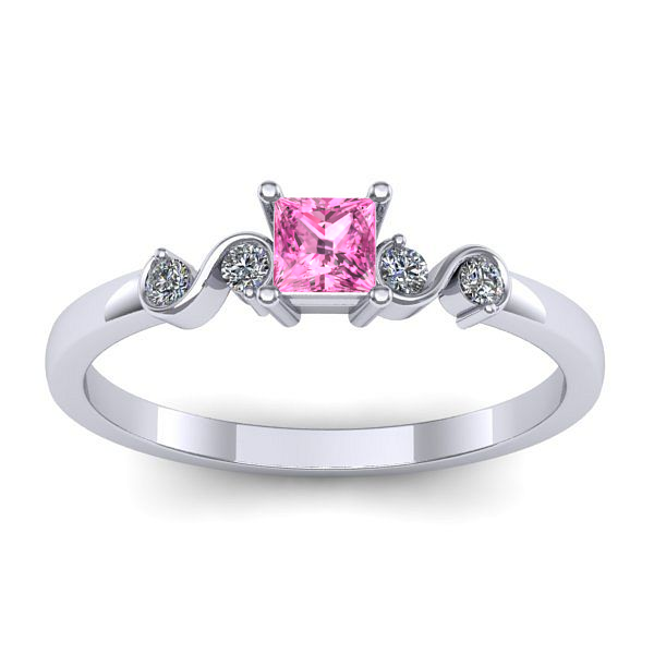 Inel cu safir roz patrat