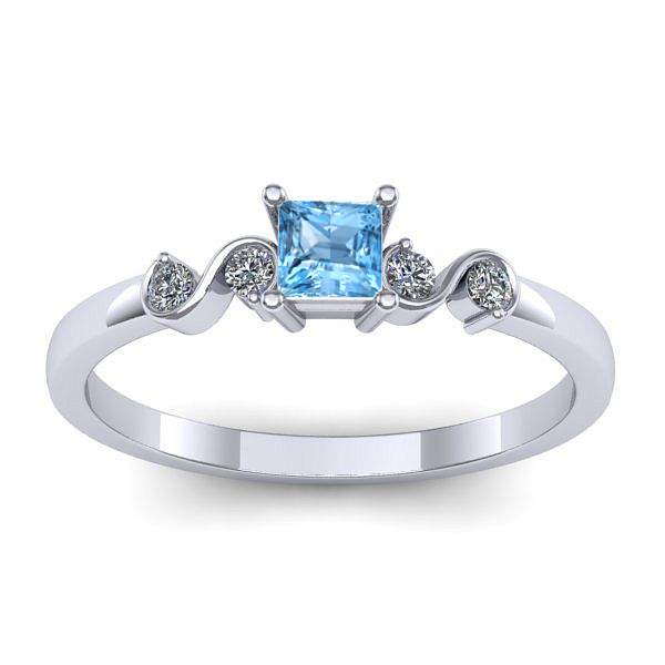 Inel logodna cu topaz blue patrat