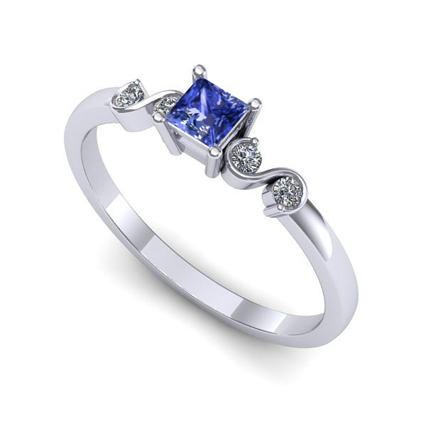Inel de logodna din aur alb cu tanzanit