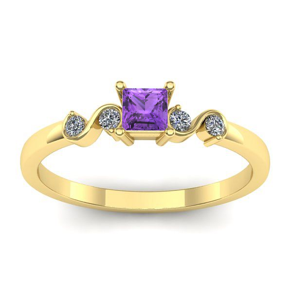 Inel de logodna cu ametist patrat