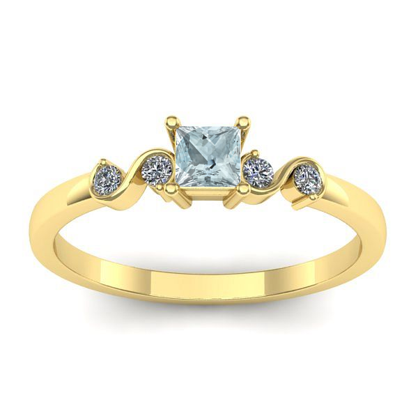 Inel cu aquamarin patrat