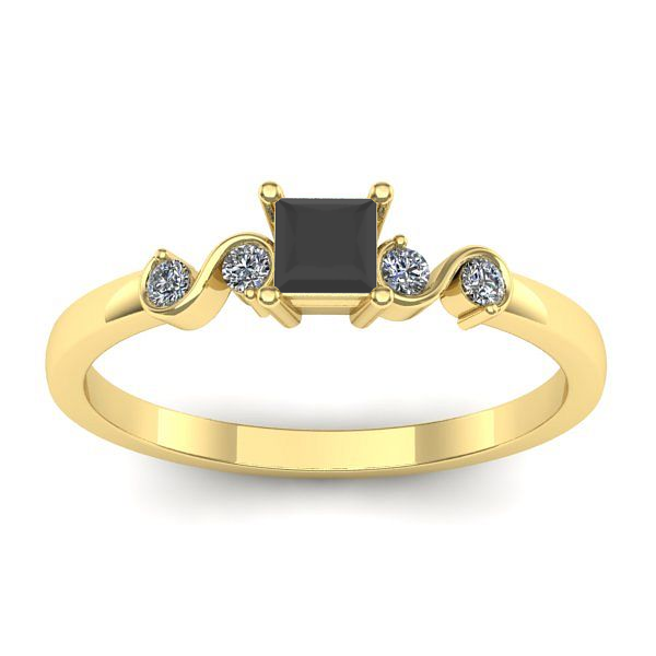 Inel logodna cu diamant negru patrat