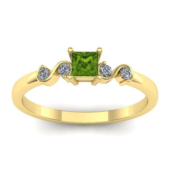 Inel cu peridot patrat