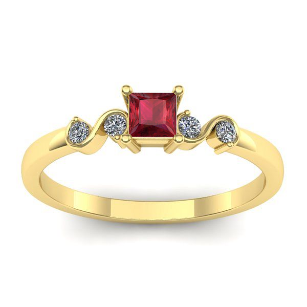 Inel logodna cu rubin patrat