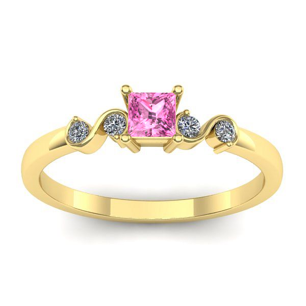 Inel de logodna cu safir roz patrat