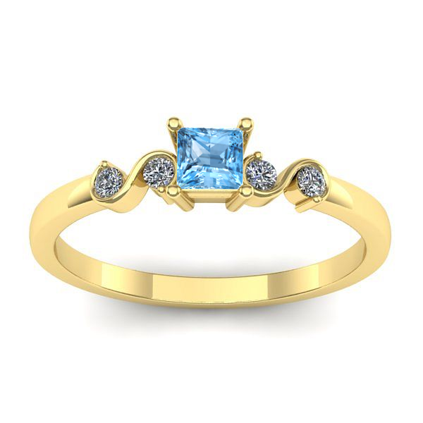 Inel cu topaz blue patrat