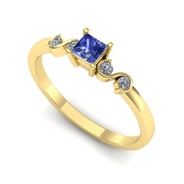 Inel din aur galben cu tanzanit