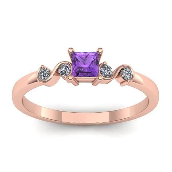 Inel de logodna cu ametist patrat