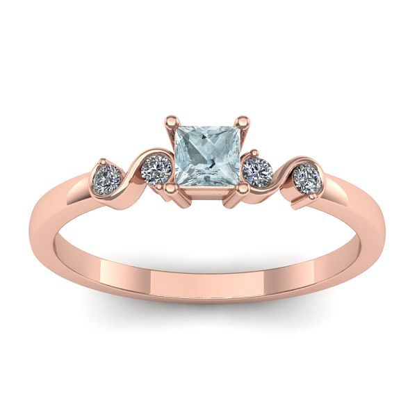 Inel logodna cu aquamarin patrat