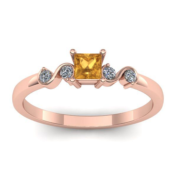 Inel logodna cu citrin patrat