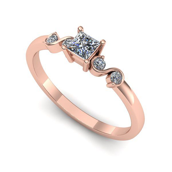 Inel din aur roz cu diamant