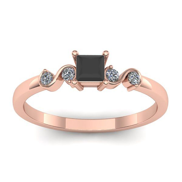 Inel de logodna cu diamant negru patrat