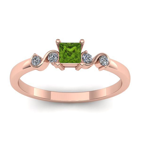 Inel cu peridot patrat