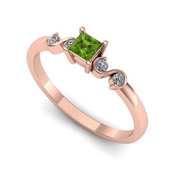 Inel de logodna din aur roz cu peridot