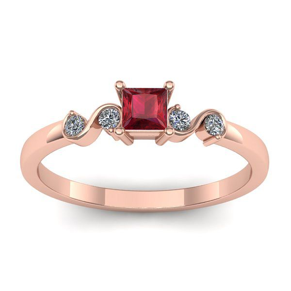 Inel de logodna cu rubin patrat