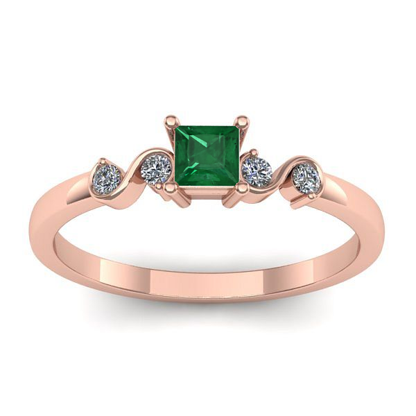 Inel logodna cu smarald patrat