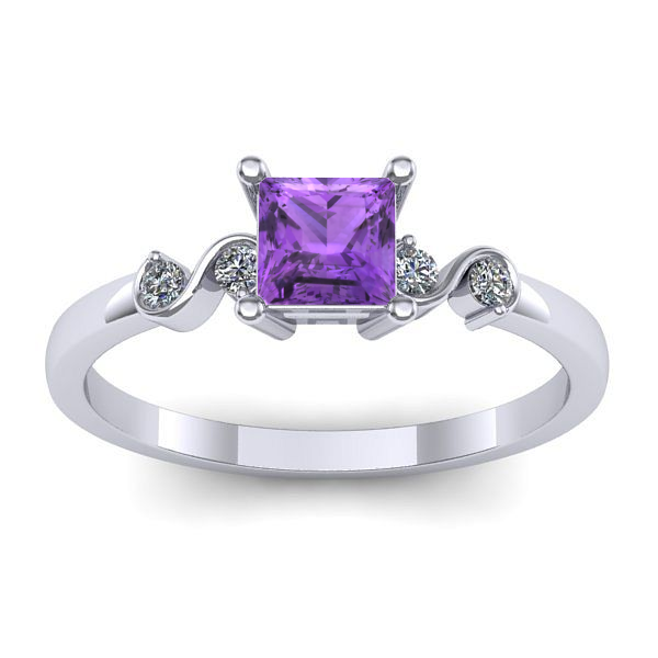 Inel logodna cu ametist patrat