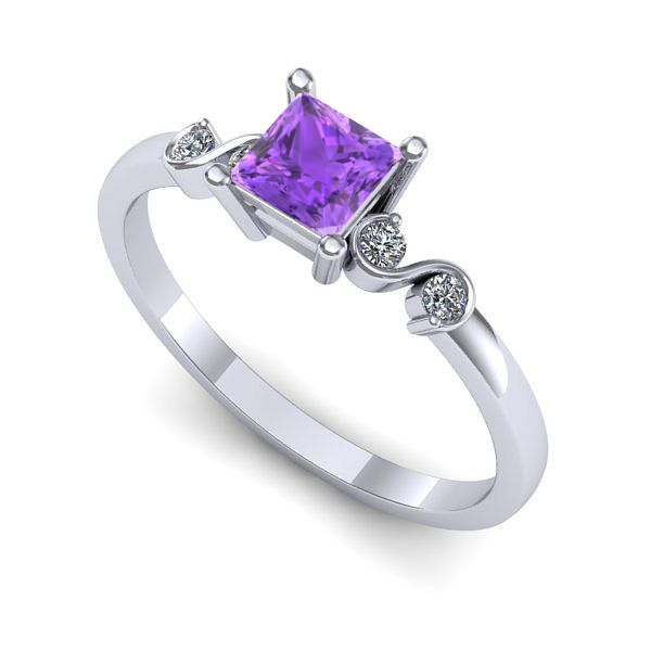 Inel de logodna din aur alb cu ametist