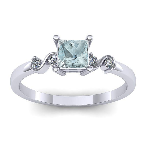 Inel cu aquamarin patrat