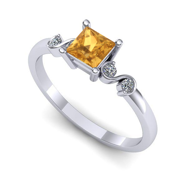 Inel din aur alb cu citrin