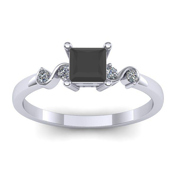 Inel cu diamant negru patrat