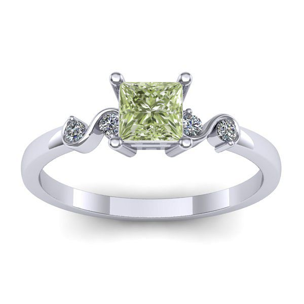 Inel de logodna cu diamant de laborator verde patrat