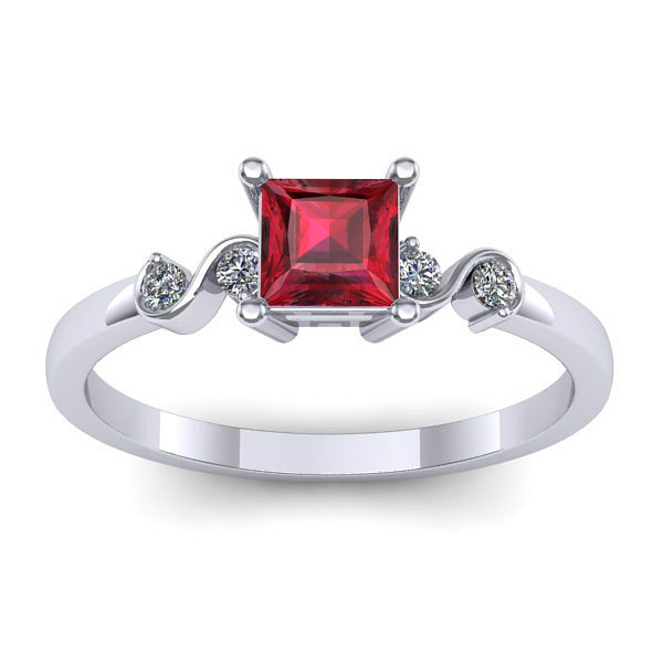 Inel de logodna cu rubin patrat