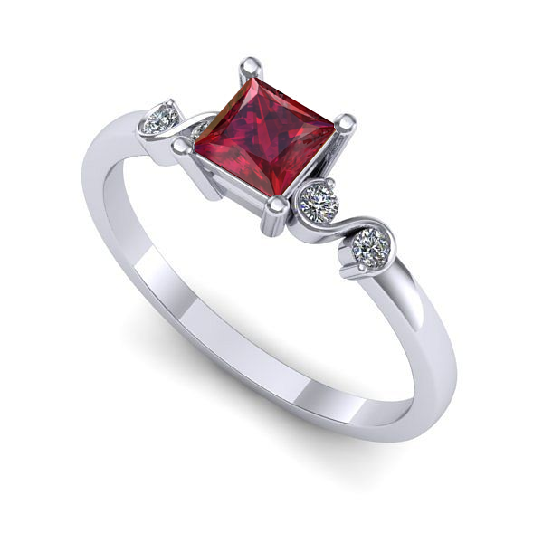 Inel de logodna din aur alb cu rubin