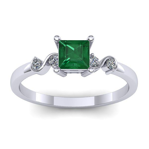 Inel logodna cu smarald patrat