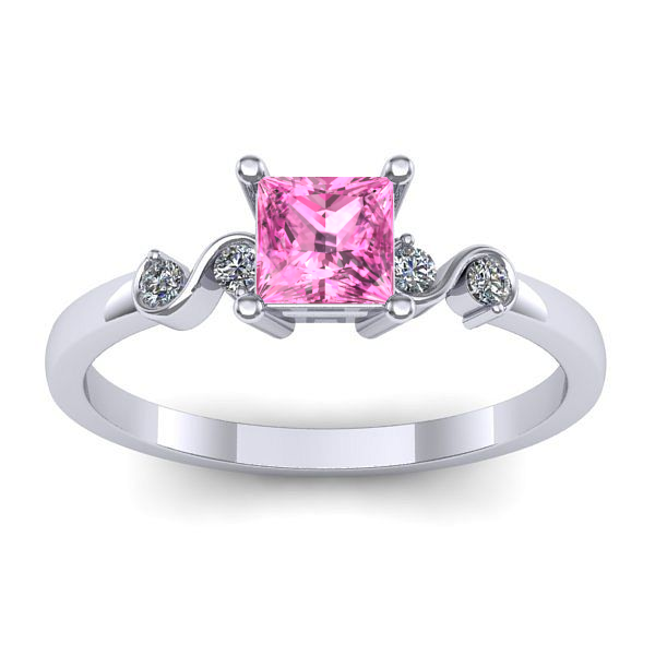 Inel logodna cu safir roz patrat